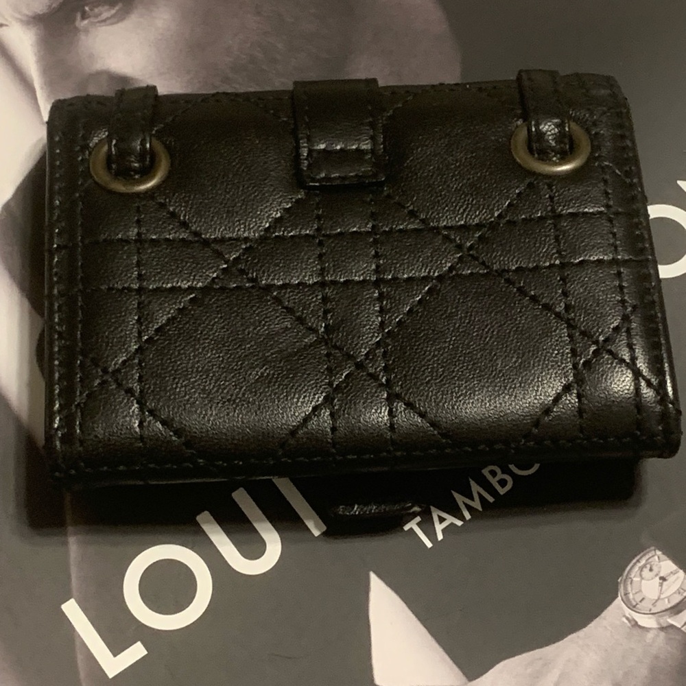 Black leather Christian Dior compact wallet - Picture 8 of 8